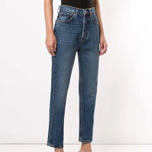 Anine Bing Sz 25 (26” waist) Sonya Straight Leg Jeans High Rise 100% Cotton Blue